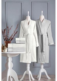 Resim Özdilek Ditsy Aile Bornoz Seti Gri - Krem Diğer 