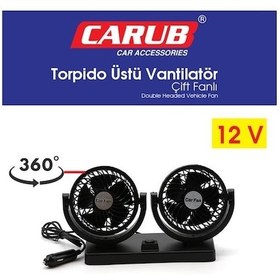 Resim Vantilatör 12v Torpido Üstü İki Fan Ayarlı 