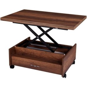 Resim Evistro Akıllı Sihirli Laptop Sehpa Yemek Masası Sehpa 2 Çekmeceli Ceviz 