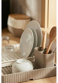 Resim Vizon Sürgülü Lavabo Üstü Bulaşıklık & Fonksiyonel Tabaklık Ve Bardaklık 32x36 Cm Kahverengi 
