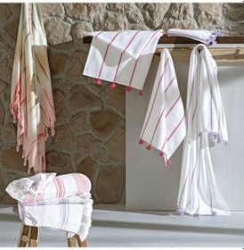 Resim Taç Butik Pamuk Alaçatı Keseli Peştamal Nar Çiçeği 000000001500222396 Somon 