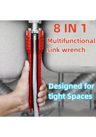Resim Sunshine011 8'li Kırmızı Çok Amaçlı Lavabo Anahtarı Batarya Kurulum Alet Seti Mutfak Banyo Tuvalet 