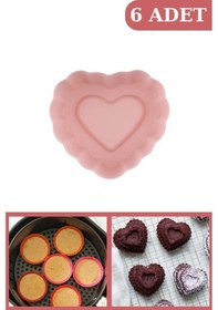 Resim Onikiden SL11 Tüm Hava Fritözleriyle Uyumlu Airfryer Silikon Kalp Muffin Kek Kalıbı 6'lı 
