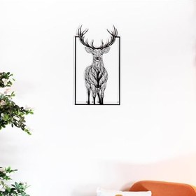 Resim Sezart Geometrik Geyik Başı Metal Duvar Tablosu Siyah 41,5 x 74,5 