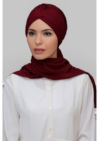 Resim Hürrem Bone Bordo Pratik Hazır Geçmeli Tesettür Bone Petekli Mevsimlik Büzgül Bordo 