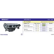 Resim AYFAR Far Sag Megane Iv 16 20 Touch Siyah Cercevelı Manuel 