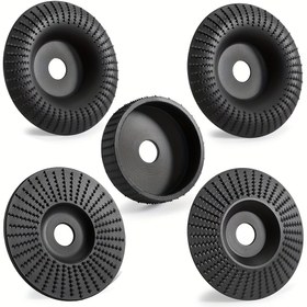 Resim 4" veya 4 1/2" Aksesuarlar için 5 Ahşap Oyma Disk Seti, 5/8 inç Arbor ile, Kütük Şekillendirme Törpüsü Taşlama Diski, Ahşap Şekillendirme Diskli Taşlama Tekerlek Eklentileri 