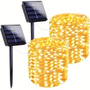 Resim Dış Mekan Güneş Işığı Dizisi, 10.0 metre, 100 LED Güneş Peri Işığı ile 8 Mod, Bakır Tel Işığı Noel Avlusu, Parti Ağacı, Avlu Dekorasyonu İçin Uygundur (Sıcak Beyaz / Renkli) 