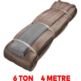 Resim Badem10 Sapan Polyester Spanzet 6 Ton 4 Metre Kahve Sağlam Yük Kaldırma Taşıma İndirme Halat 