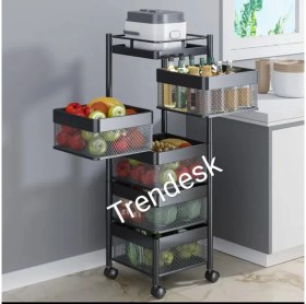 Resim Trendesk 5 Katlı Lux Mat Siyah Metal Patates Soğan Sebze Meyve Sepeti Sebzelik 