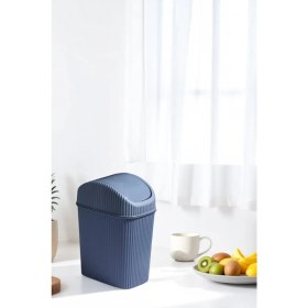 Resim Kapaklı Banyo ve Mutfak Tezgah Üstü Çöp Kovası Ev Ofis Çöp Kutusu 2,5 Lt 