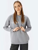 Resim Şardonlu Arkası Baskılı Rahat Kalıp Kapüşonlu Sweatshirt 