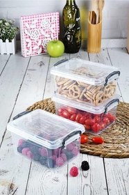 Resim 6'lı Kilit Kapaklı Buzdolabı Organizer Ve Yemek Erzak Saklama Kabı Seti 750 ml, POO.541 