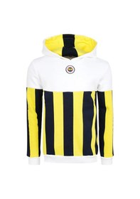 Resim Fenerium Fenerbahçe Erkek Trıbun Çubuklu Sweat Beyaz - Sarı 