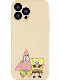 Resim mooodcase Iphone 13 Pro Uyumlu Sünger Bob Ve Patrickstar Desenli Kamera Lens Korumalı Darbe Emici Silikonlu La 