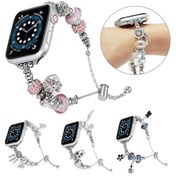 Resim iOS Uyumlu Watch İçin Boncuk Bilezik Metal İzle Band 8 45mm 