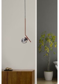 Resim Luzarana Elit Tekli Bakır Siyah Metal Gövde Füme Camlı Tasarım Lüx Sar... Çok Renkli 