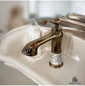 Resim İsaoğlu Yapı Bronz Lavabo Bataryası Bakır Vintage Armatür Country Klasik Armatür Bakır 