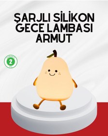 Resim Usb Şarjlı Armut Gece Lambası Dokunmatik Renk Değişimli Çok Renkli 