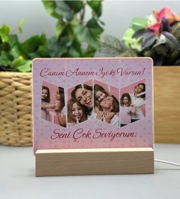 Resim Anneler Günü'ne Özel Led Işıklı Fotoğraf Çerçeveli Gece Lambası 