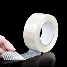 Resim 25M Güçlü Fiber Bant Filaman Şeffaf Çizgili Fiber Bant Elektrik Sabitleme Cam Çelik Levha Kayış Modeli Mühürleme Bandı 