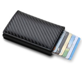 Resim 1 adet Erkek Ultra İnce RFID Engelleme Cüzdanı - Şık Siyah Suni Deri Kart Tutucu Yan İtme Fonksiyonu ile, Kimlik, Sürücü Belgesi & Kredi Kartları için Mükemmel, Şükran Günü, Noel, Sevgililer Günü için İdeal Hediye, Günlük Taşıma Cüzdanı | Şık Tasarım | Dayanıklı Cüzdan, Kart Tutucu Cüzdan 