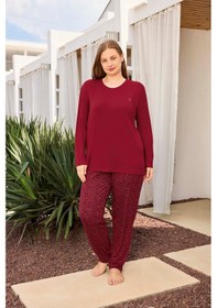 Resim Aydoğan Kadın İnci Büyük Beden Kiraz Kırmızı Pijama Takımı 0496 Kırmızı 