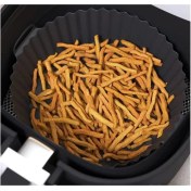 Resim Airfryer Silikon Pişirme Kabı 20X5 cm Bpa Içermez Airfryer Pişirme Kağıdı, Yapışmaz Kolay Temizlenir, Silikon Pişirme Kalıbı (Siyah) 