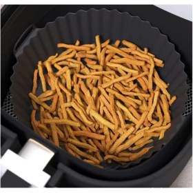 Resim Airfryer Silikon Pişirme Kabı 20X5 cm Bpa Içermez Airfryer Pişirme Kağıdı, Yapışmaz Kolay Temizlenir, Silikon Pişirme Kalıbı (Siyah) 