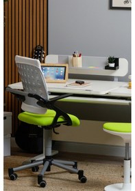 Resim Creo Mobili Yükseklik Ve Sırt Ayarlı Vega Çalışma Sandalyesi, Ofis Ve Bilgisayar Koltuğu Beyaz/yeşil Gri 