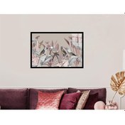 Resim Papağanlar Ve Bitkiler Çerçeveli Cam Tablo-174295 