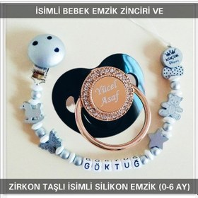 Resim Sahi Aksesuar İsimli Emzik Zinciri Ve İsimli Silikon Emzik 0-6 Ay Bezyı522 Mavi 