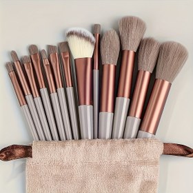Resim 13 adet Naylon Kıllı Makyaj Fırça Seti, ABS Saplı, Alerjiye Karşı, Kokusuz, Çok Amaçlı, Fondöten, Kaş, Kapatıcı, Göz Farı, Seyahat ve Günlük Makyaj için, Saklama Çantası Dahil 