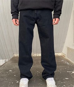 Resim Erkek Baggy Butter Fly Jeans Salaş Kemer Arkası Lastikli Kot Pantolon Siyah 