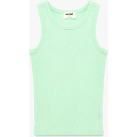 Resim Koton Kız Çocuk Pamuklu Ribanalı Kolsuz Basic Atlet Günlük Stil Yeşil Renk 