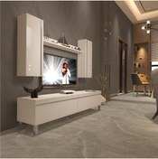 Resim Decoraktiv Eko 5d Mdf Std Krom Ayaklı Tv Ünitesi Tv Sehpası - Parlak Beyaz 