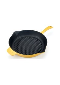 Resim Lava Döküm Izgara Tava. Metal Saplı Çap()28CM. Parlak Siyah Taba 