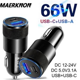 Resim 66w Araç Şarj Cihazı Usb Tip C Pd Çift Bağlantı Noktalı Qc 3.0 Hızlı Şarj İphone Uyumlu 13 12 Pro Max Xiaomi Samsung Usb-c Cep Telefonu Şarj Cihazı 