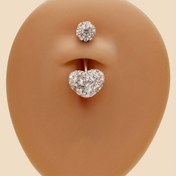 Resim 1 Adet Göbek Halkası - Kalp Şeklinde Taşlı Vücut Takısı, Partiler ve Müzik Festivalleri İçin Seksi Minimalist Tasarım, Kadınlar için Dayanıklı Yüksek Kaliteli Metal Piercing Aksesuarı, Festival Kıyafeti, Zarif Görünüm, Parıldayan Süsleme 