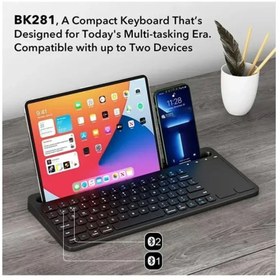 Resim Blic Rose Teknoloji Bk281 Bluetooh Wıreless Keyboard Siyah Touchpad Kablosuz Uyumlu Q Klavye 