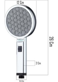 Resim T-May Banyo Gediz El Duş Başlığı Tasarruflu 2 Fonksiyonlu Krom 