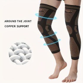 Resim 2 adet Uzatılmış Bakır İyon Fiber Diz Pedleri, Bakır Fiber Dört Taraflı Elastik Naylon Diz Pedleri, Nem Emici, Nefes Alabilen Spor Diz Desteği, Koşu, Egzersiz, Spor Salonu, Yürüyüş, Spor ve Egzersiz için 