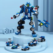 Resim 6'sı 1 Arada Birleştirilebilir Polis Robotu veya 6 Küçük Oyuncak, Minyatür Polis Robotları Model Yapım Blokları, Mini Araç Yapım Blok Oyuncağı, Mini Polis Arabaları Oyuncak, Doğum Günü Hediyesi, Noel Hediyesi 