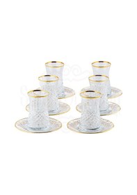 Resim Bardak Çay Bardağı Çay Seti Çay Takımı Lux Baklava Dik Heybeli Çay Seti Ağız Yaldız Altın 