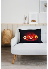 Resim Bal Kabağı Helloween Desen Baskılı Tv Battaniyeli Opsiyonel Dekoratif Yastık Battaniye 2in1 Çok Renkli 