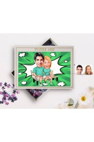 Resim Bk Gift Kişiye Özel Sevgililer Karikatürlü 1000 Parça Profesyonel Puzzle-55 