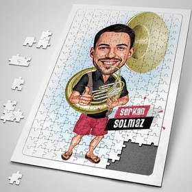Resim Saksafoncu Erkek Karikatürlü Puzzle 