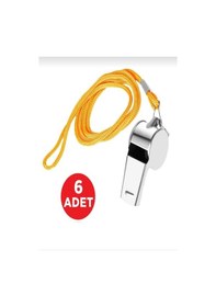 Resim Ipli Paslanmaz Metal Deprem Düdüğü, Hakem Ve Can Kurtaran Düdüğü - Yüksek Sesli 6 Adet 