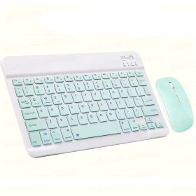 Resim ScHitec Kablosuz Klavye ve Mouse Set Type-C Şarjlı Bluetooth 2.4G Bağlantlılı Açık Yeşil 