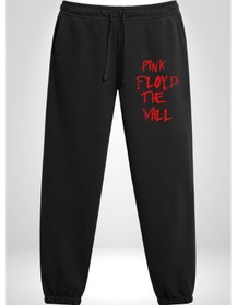 Resim Pink Floyd The Wall 3 İplik Erkek Baskılı Siyah Eşofman Altı Siyah 